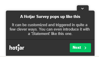 Hotjar pop-up onderzoek