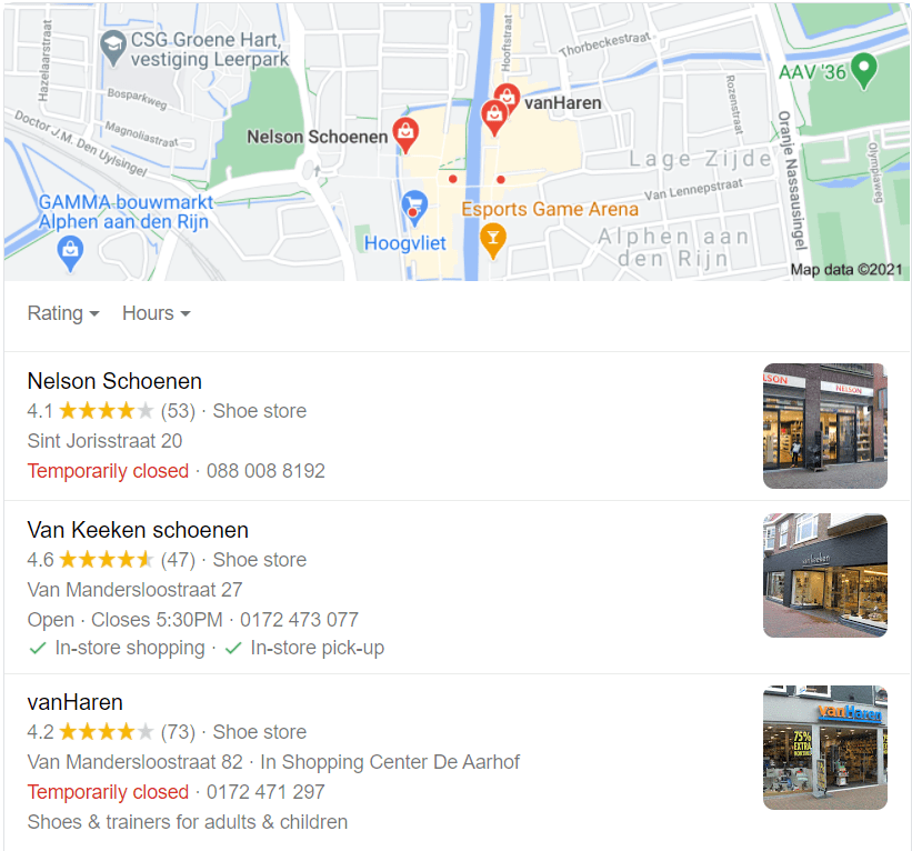 Local 3 Pack in de zoekresultaten van Google