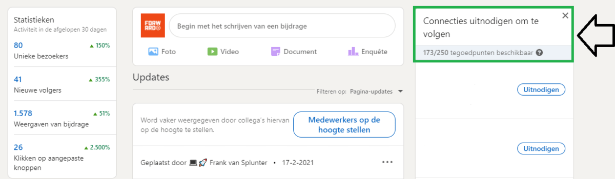Connecties uitnodigen binnen je LinkedIN bedrijfsprofiel