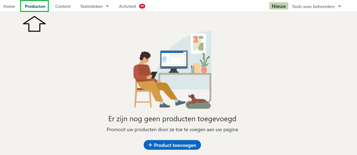 Voorbeeld bedrijfspagina met producten op LinkedIN