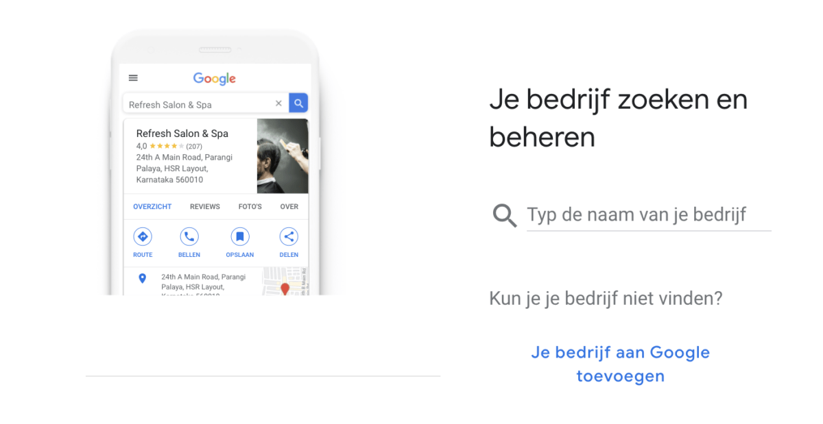 Bedrijf aanmelden binnen Google Mijn Bedrijf