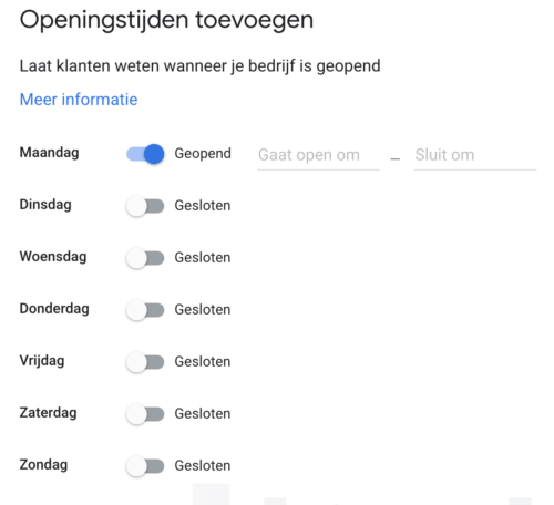 Openingstijden toevoegen binnen Google Mijn Bedrijf