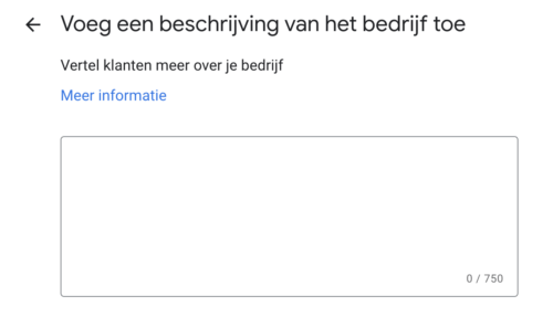 Bedrijfsinformatie toevoegen binnen Google Mijn Bedrijf