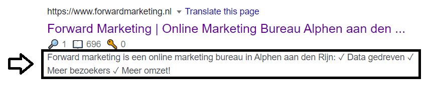 meta description voorbeeld van Forward Marketing