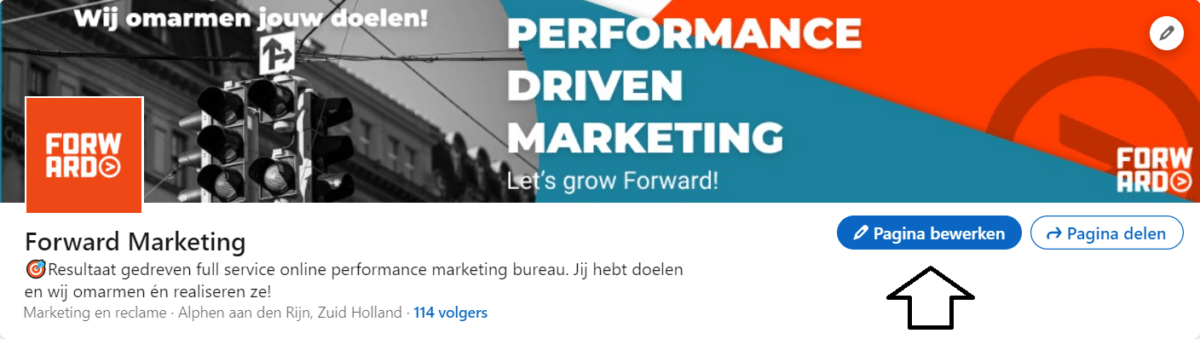 'pagina bewerken' button op je LinkedIN bedrijfspagina