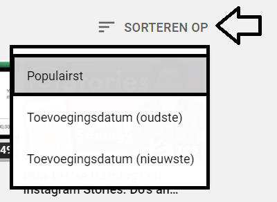 sorteren op meest populairste video's binnen een Youtube kanaal