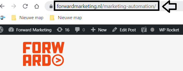 zoekwoord verwerkt in de URL van de pagina