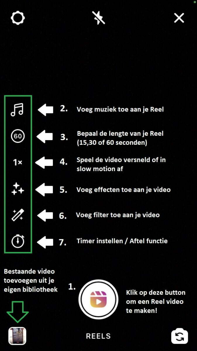 Instagram Reel functies binnen de Instagram app