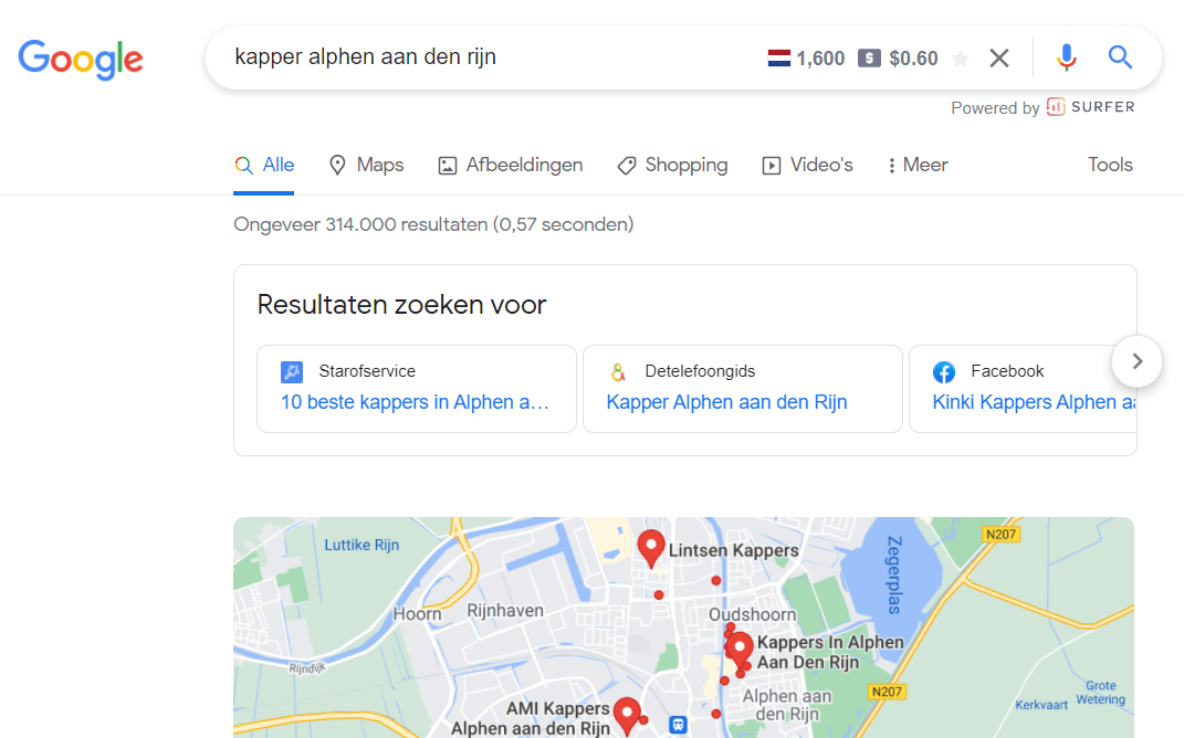Lokale zoekopdracht met lokale SEO zoekresultaten