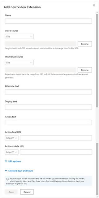 Microsoft advertising video extensie bing formulier voor aanleveren informatie