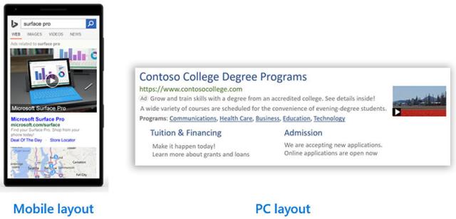 Microsoft advertising-video-extensie in Bing