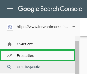 Prestaties rapport binnen Google Search Console