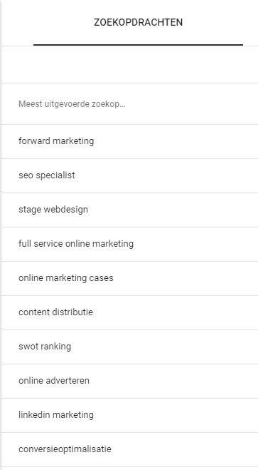 Zoekopdrachten rapport binnen Google Search Console