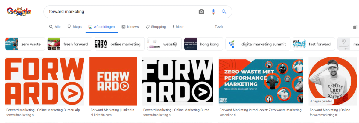 Afbeeldingen in Google