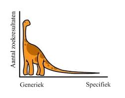 Long tail zoekwoorden. Hoe specifieker de zoekwoorden, hoe groter de kans dat je website hierop gevonden kan worden.