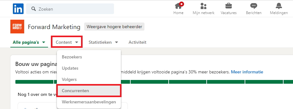 Concurrenten toevoegen binnen je LinkedIN bedrijfsprofiel