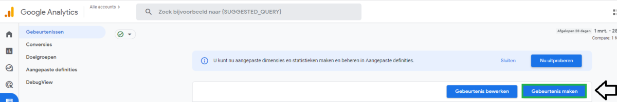 Gebeurtenis maken binnen Google Analytics 4
