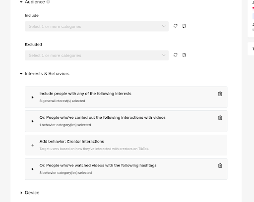 Doelgroep instellingen binnen TikTok