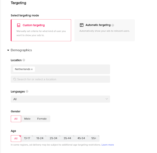 Targeting mogelijkheden binnen TikTok