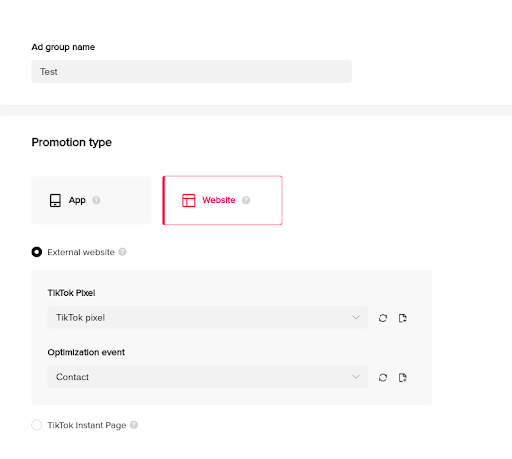 promotion type binnen tiktok advertentie omgeving